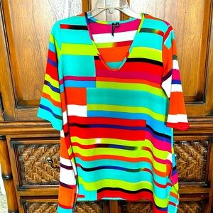 Three quarter sleeve V-neck swim cover up , size Small